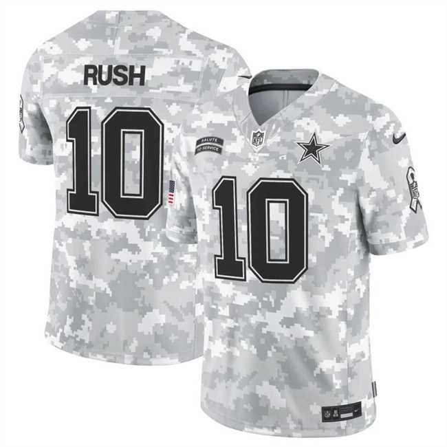 Mens Dallas Cowboys #10 Cooper Rush 2024 F.U.S.E Arctic Camo Salute To Service Limited Stitched Jersey Dyin